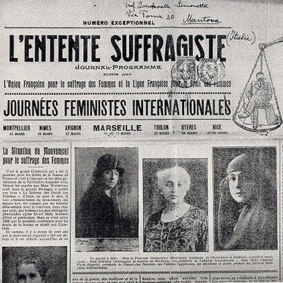  Revue « L'Entente suffragiste ». C’est grâce au combat des « suffragettes » que les femmes obtiennent le droit de vote en Angleterre et il faudra attendre 1944 pour que ce droit soit accordé aux femmes en France