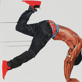 Fahamu Pecou, Caged Bird 2, 2015, Acrylique sur toile / Acrylic on canvas, 122 x 122 cm © Fahamu Pecou, Courtesy Backslash Gallery, Paris