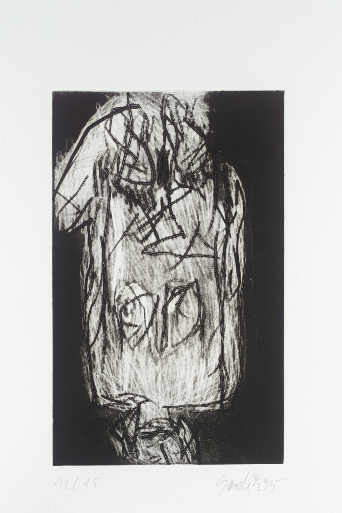 Georg Baselitz, From Gothic Maiden Suite, 1995, Aquatint and drypoint on paper © Georg Baselitz 2014