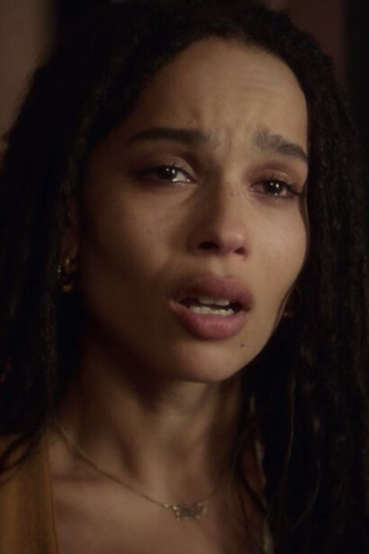 A woman with tears in her eyes