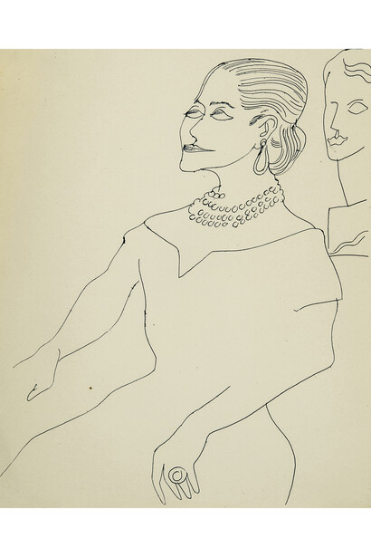 Andy Warhol, Helena Rubinstein, 1957, Ballpoint pen on manila paper, 16 3/4 x 13 3/4 in. © 2014 The Andy Warhol Foundation for the Visual Arts, Inc. / Artists Rights Society (ARS), New York