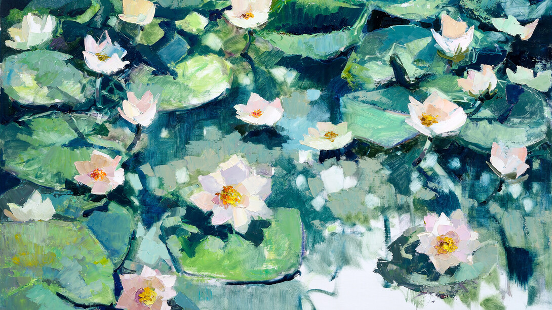 Letizia Fornasieri, Ninfee, 2019, olio su tela, cm 80x118