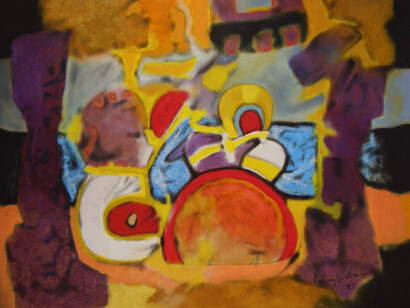 Aubrey Williams, Realm of the Sun, 1982, Gouache on Paper, 132 x 163 cm © Aubrey Williams Estate, Photo Jonathan Greet, Courtesy October Gallery London