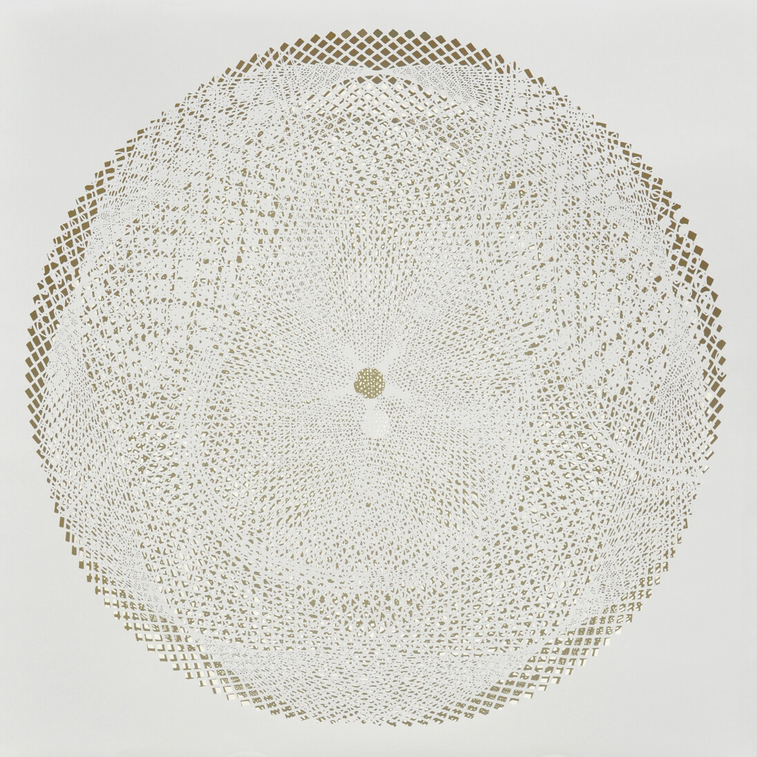 Tahiti Pehrson, Attraction at a Distance, 2014, hand –cut 100% cotton rag paper, 60 x 60 inches
