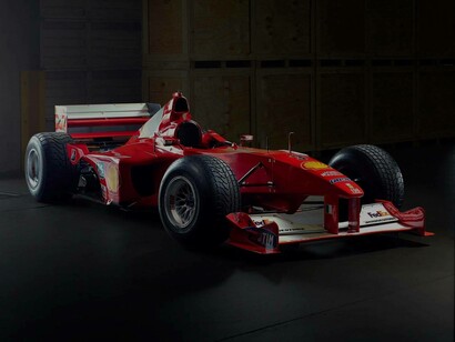 Ferrari's formula one car on display in the showroom