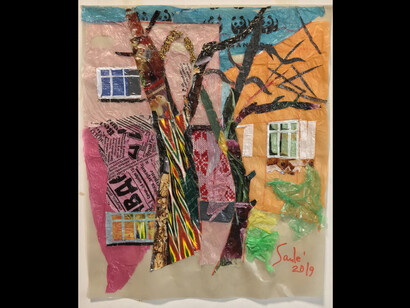 The first day, View from my window, plastic bags, polyethylene, 70X56 cm , 2019 