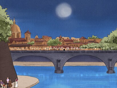 Fumetto Frangipane-Lioce. Le notti sono anche cielo e il cielo più bello che io abbia mai visto nei miei viaggi di lavoro e di svago è il cielo di Roma quando sta scendendo la notte