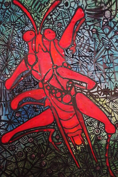 Grillo rojo. Dibujo, Ángel «Lobo» Martínez, década de 1980