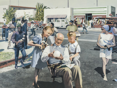 Martin Mull, The Search for Truth in Advertising, 2014, Oil on panel, 30 x 40 in.