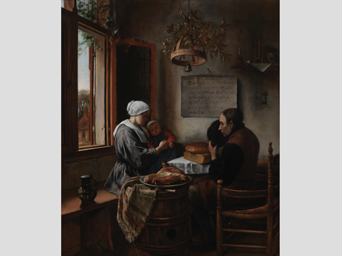 Jan Steen (1626-1679), Le Bénédicité , 1660, Huile sur panneau, 54,3x46cm © New York, The Leiden Gallery