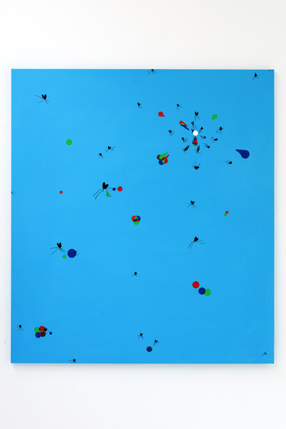 Giacomo Montanelli, Zuppa di particelle elementari, 2020, Acrylic on Canvas, 87x97 cm. Courtesy of Studiolo, Milan