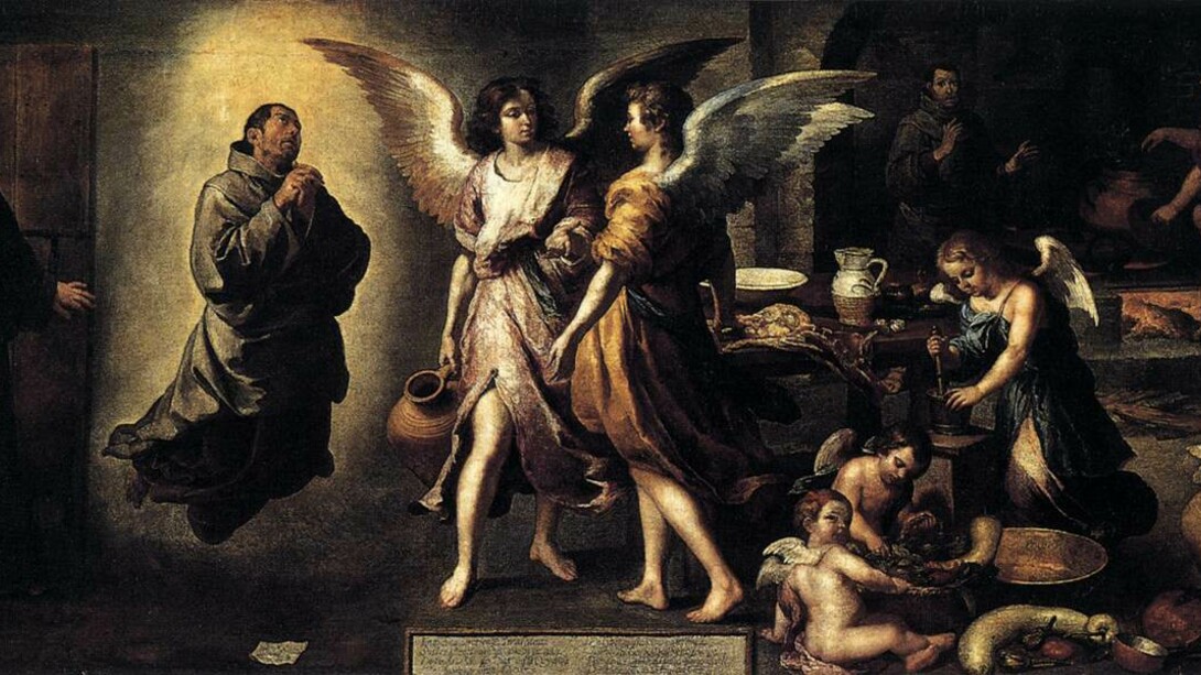 Bartolomé Esteban Murillo  (1617–1682) "Fray Francisco y la cocina de los ángeles", 1646, Museo del Louvre, París, Francia