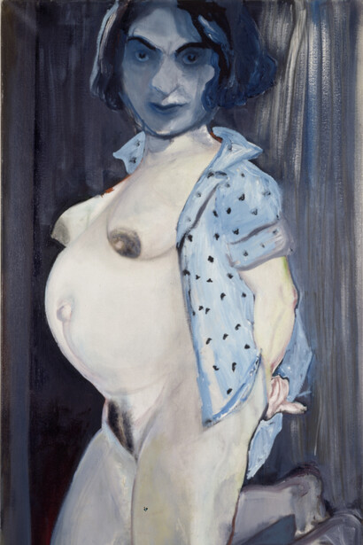 Marlene Dumas , Pregnant Image (Immagine gravida),  1988-1990, olio su tela, 180,34 x 90,17 cm. Collezione Connie e Jack Tilton.   Courtesy Marlene Dumas e David Zwirner, New York/Londra
