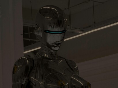 This alien looking robot looks scary in our digital era with its blue infrared laser scanner