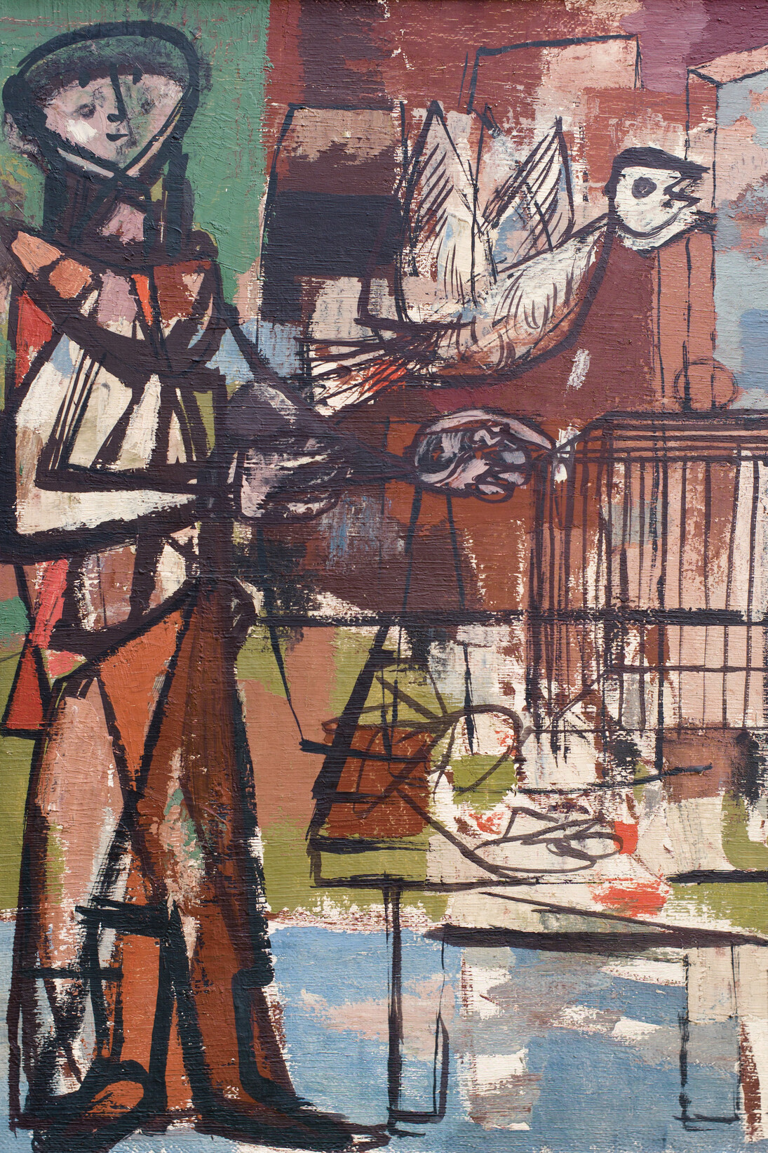 Jankel Adler, Bird and Cage, c.1948, oil on canvas