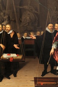 "Alegoría de la disputa teológica entre los remonstranses y sus oponentes", Abraham van der Eyk, 1721