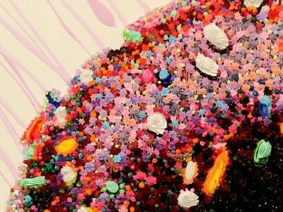 Lisa Alonzo, The Contacting Universe (detail), Acrylic and Molding Paste Piped on Panel, 30 x 30 x 3 inches