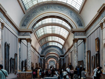 La "Grande Galerie", sala espositiva con le opere dei più importanti maestri dell'arte italiana, Louvre, Parigi, Francia