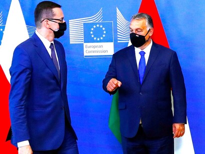 Mateusz Morawiecki, primeiro-ministro da Polônia, e Viktor Orbán, primeiro-ministro da Hungria