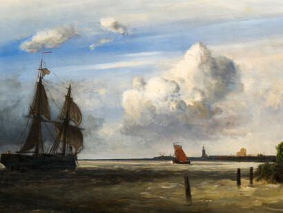 Johan Barthold Jongkind, La foce del fiume Schelda, 1854, olio su tela, cm 38,7 x 57,3
