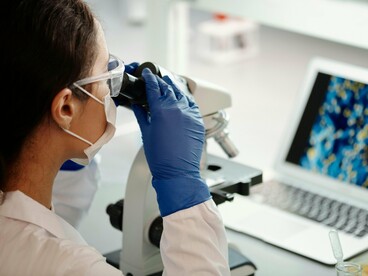 Pesquisadora realiza análises laboratoriais em estudo sobre regeneração celular. A investigação da matriz extracelular tem revelado caminhos promissores para compreender os mecanismos de reparação neurológica
