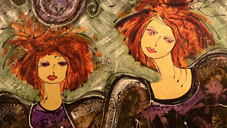 Nicole Tremblay, Ma fille, mon Ado, Acrylic & Mixed Media on Canvas, 20" x 30"