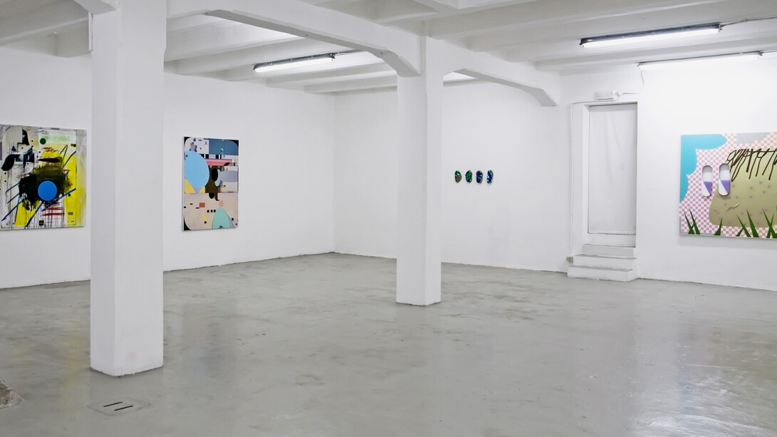 Michael Bevilacqua, Eyrich von Motz, Derek Mainella ( installation view ). 
