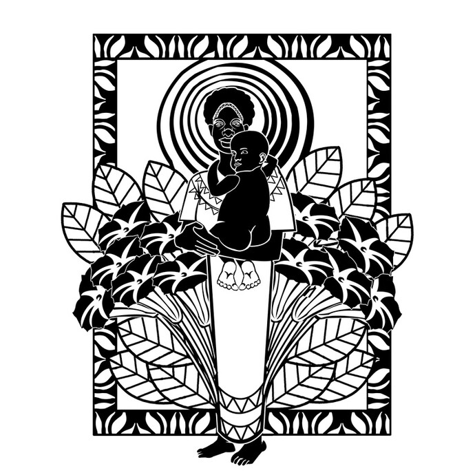 Carolyn Mazloomi, Precious, 2013, Cotton, Ink Printed, Hand Stenciled, Machine Quilted, 70 x 60 inches