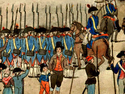 Escena de la ejecución de Robespierre. El cementerio de Errancis, en París, fue el lugar de enterramiento utilizado principalmente para las víctimas de la guillotina durante la Revolución Francesa, Francia