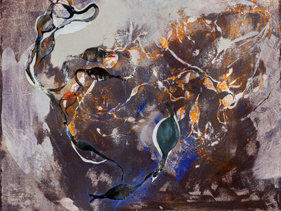 Marta Spagnoli, Algae VIII, 2025, acrylic ink and, oil on canvas, 45 x 55 cm, 17.71 x 21.65 in, courtesy: the artist and Galleria Continua, photographer: Ela Bialkowska, OKNO Studio