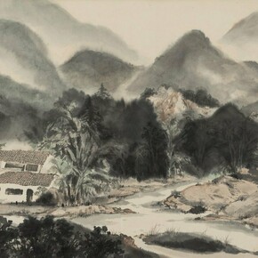 Minol Araki, Landscape, 1986, Ink & color on paper, 18.25 x 27.50 in. Courtesy of the artist and LewAllen Galleries