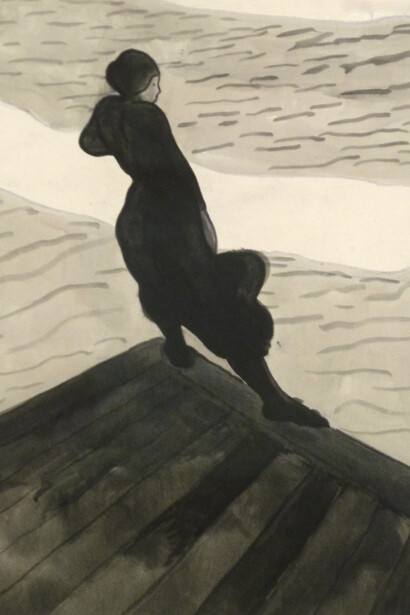 Léon Spilliaert, Mujer al borde del muelle, 1910