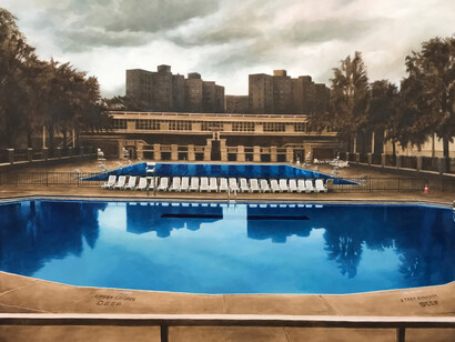 Linda Griggs, Oasis (pool opens in three days), 2025. Courtesy of Front Room Gallery