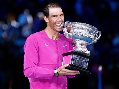 Rafael Nadal en la premiación del Abierto de Australia 2022