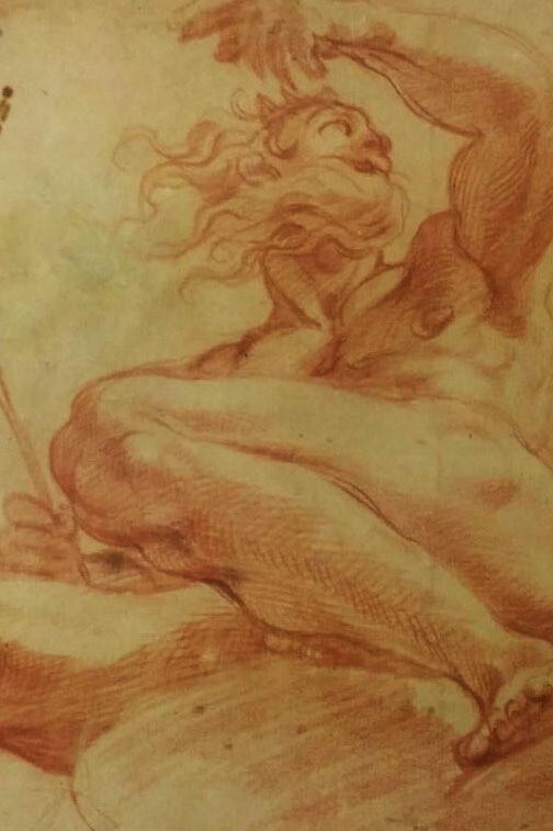 Agostino Carracci, Eolo custode dei venti carta, matita rossa, 264 x 327 mm, Modena, Galleria Estense