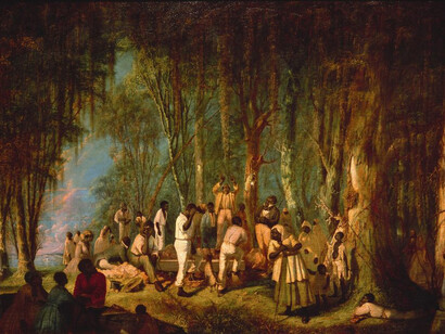 A Plantation Burial
1860

John Antrobus

Oil on canvas

52 3/4 x 81 5/19 in.

The Historic New Orleans Collection, The L. Kemper and Leila Moore Williams Founders Collection