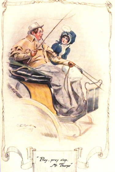 Colour illustration of a 1907 edition of Northanger Abbey CE Brock Volume I chap XI