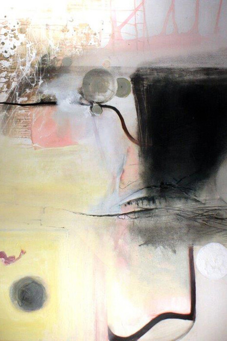 Lotus XXI (Bridges), not dated. Alan Soffer. Ink, charcoal, and acrylic on canvas, 60 x 48 inches. Courtesy of the artist, 2017.