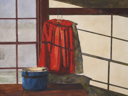 Red Cloak Blue Bucket, 2019
Watercolor and drybrush on paper
28 x 40 inches
