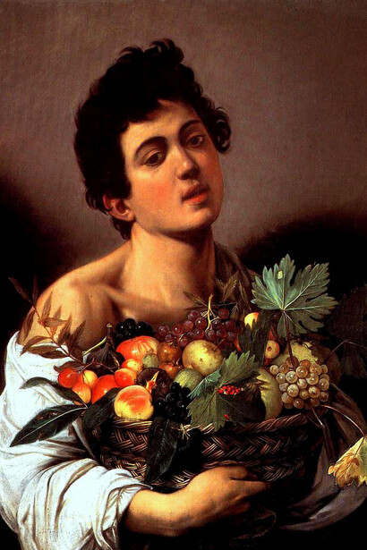 Caravaggio, 'Fanciullo con cansestro di frutta'