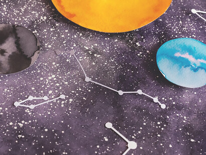 Immerse yourself in a visually stunning portrayal of paper planets creatively arranged, offering a whimsical and artistic interpretation of celestial bodies