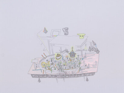 Josh Drayzen, Drawing without me (hemi-sync visualization), 2024. Courtesy of Massey Klein Gallery