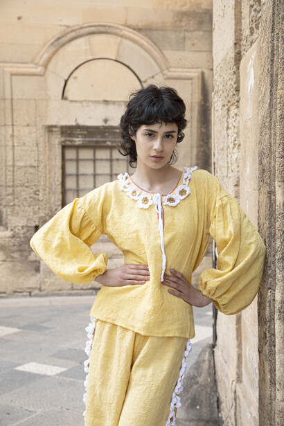 Nina Leuca di Benedetta Rossi: i materiali utilizzati sono principalmente lino e canapa