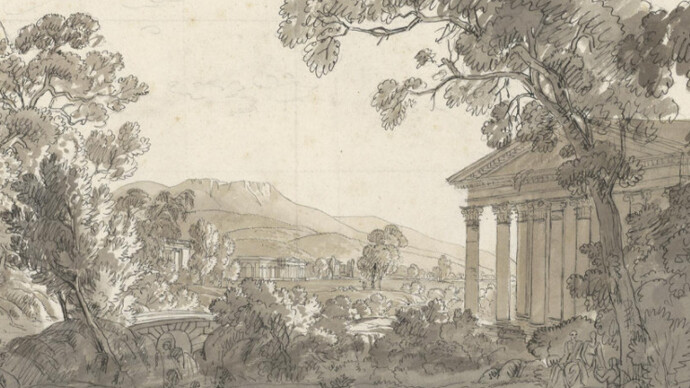 Joseph Rebell (1787–1828), Ideallandschaft mit Tempeln, 1807