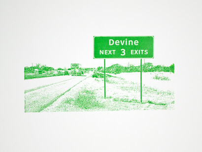 Ethel Shipton, Devine, screen print on strathmore cotton paper, 15 x 22", 2014