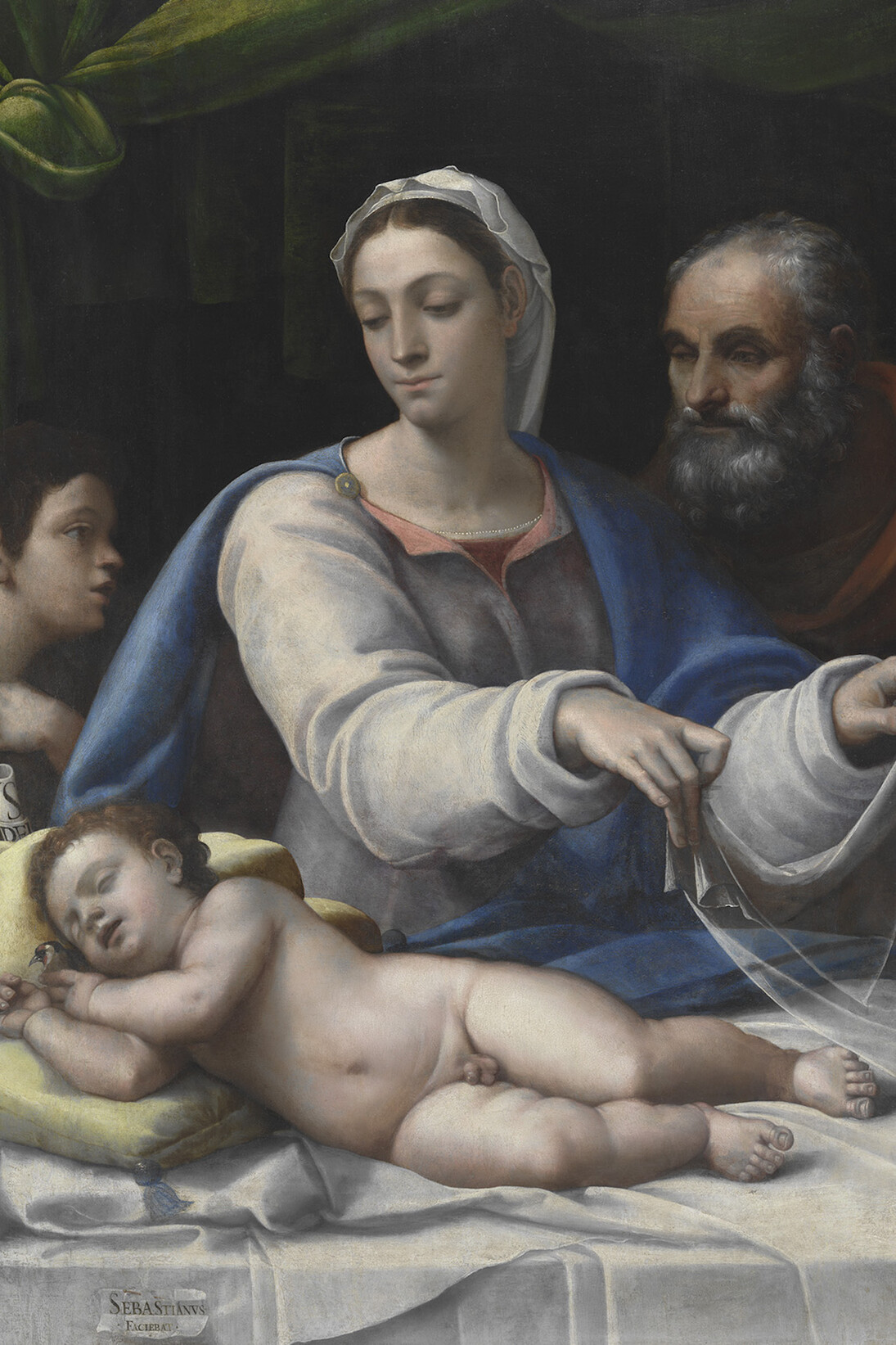 The Holy Family with Saint John the Baptist ('La Madonna del Velo’), Sebastiano del Piombo, about 1525, Oil on poplar 120.5 × 92.5 cm. Courtesy of Archbishopric of Olomouc - Archdiocesan Museum Olomouc