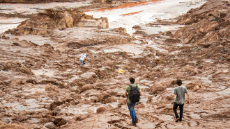 Cidade de Mariana no estado de Minas Gerais, Brasil, extremamente afetada pelo rompimento de uma barragem