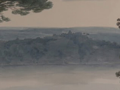 John Robert Cozens, vista del lago volcánico de Albano, 2 km. al sureste de Roma. En Madrid,Real Academia de San Fernando, España