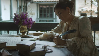 Manuelita Sáenz mentre scrive le sue lettere a Bolívar