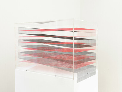 Robert Currie, 39,912 inches of red and black nylon monofilament, 2014, Nylon monofilament, 18 1/2 x 23 1/2 x 15 3/4 inches  